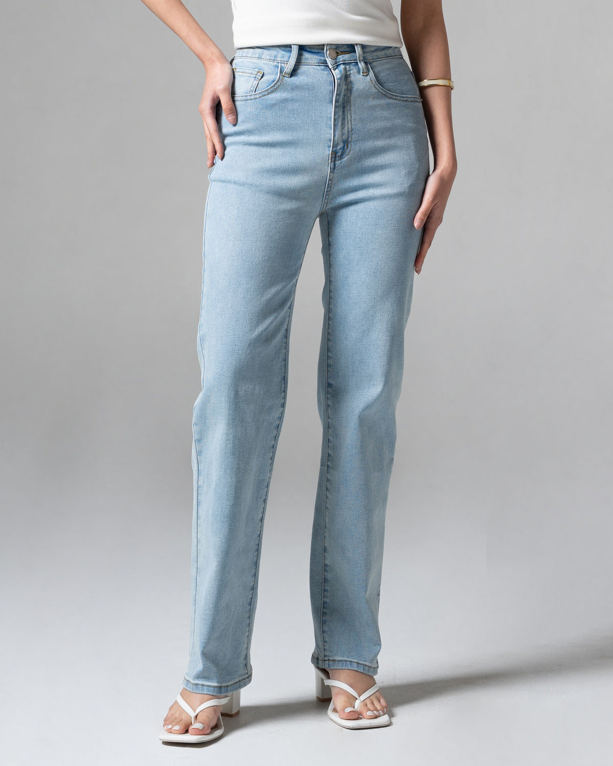 90's Straight Jeans Light Blue, detail depan