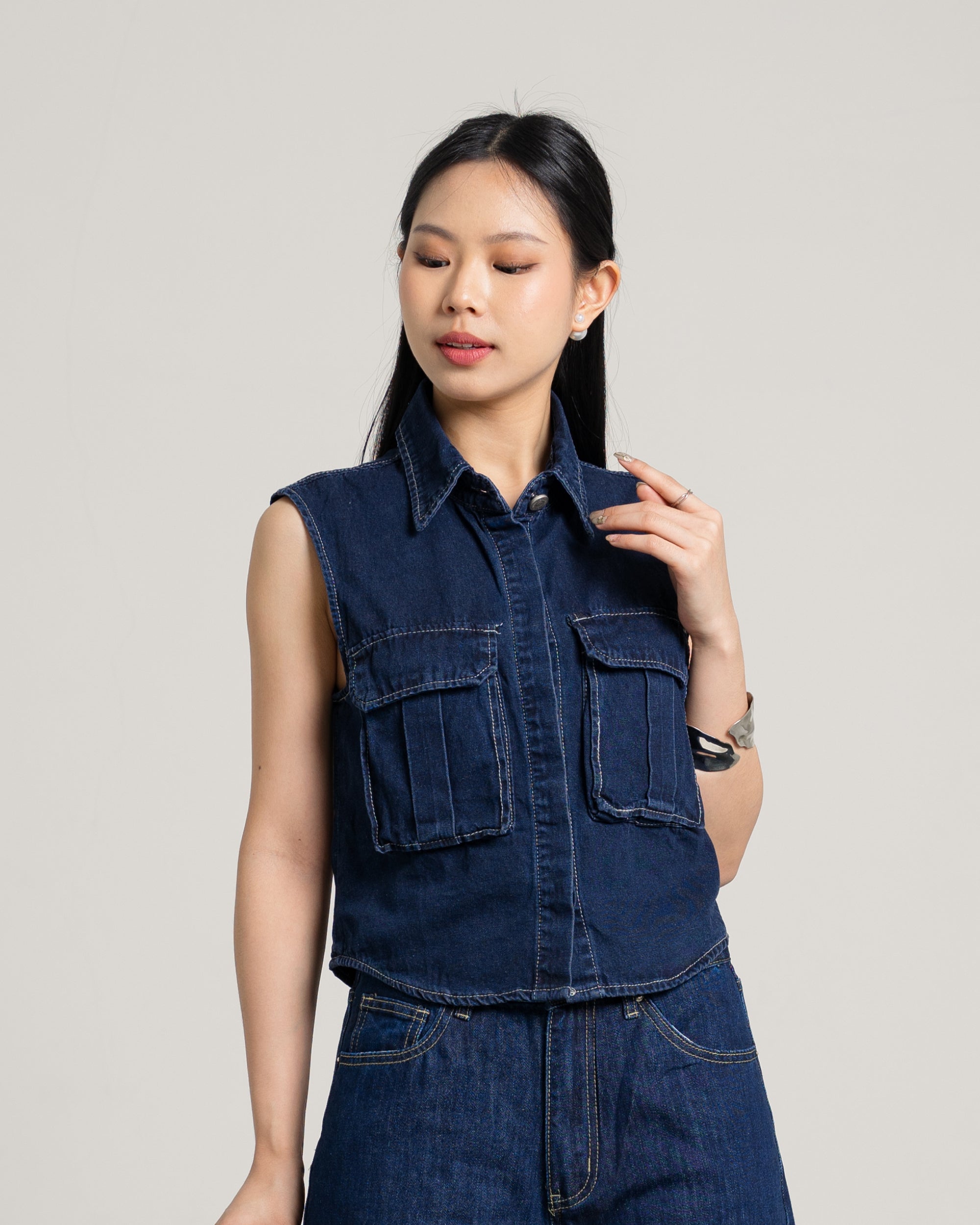 Edith Sleeveless Denim Top
