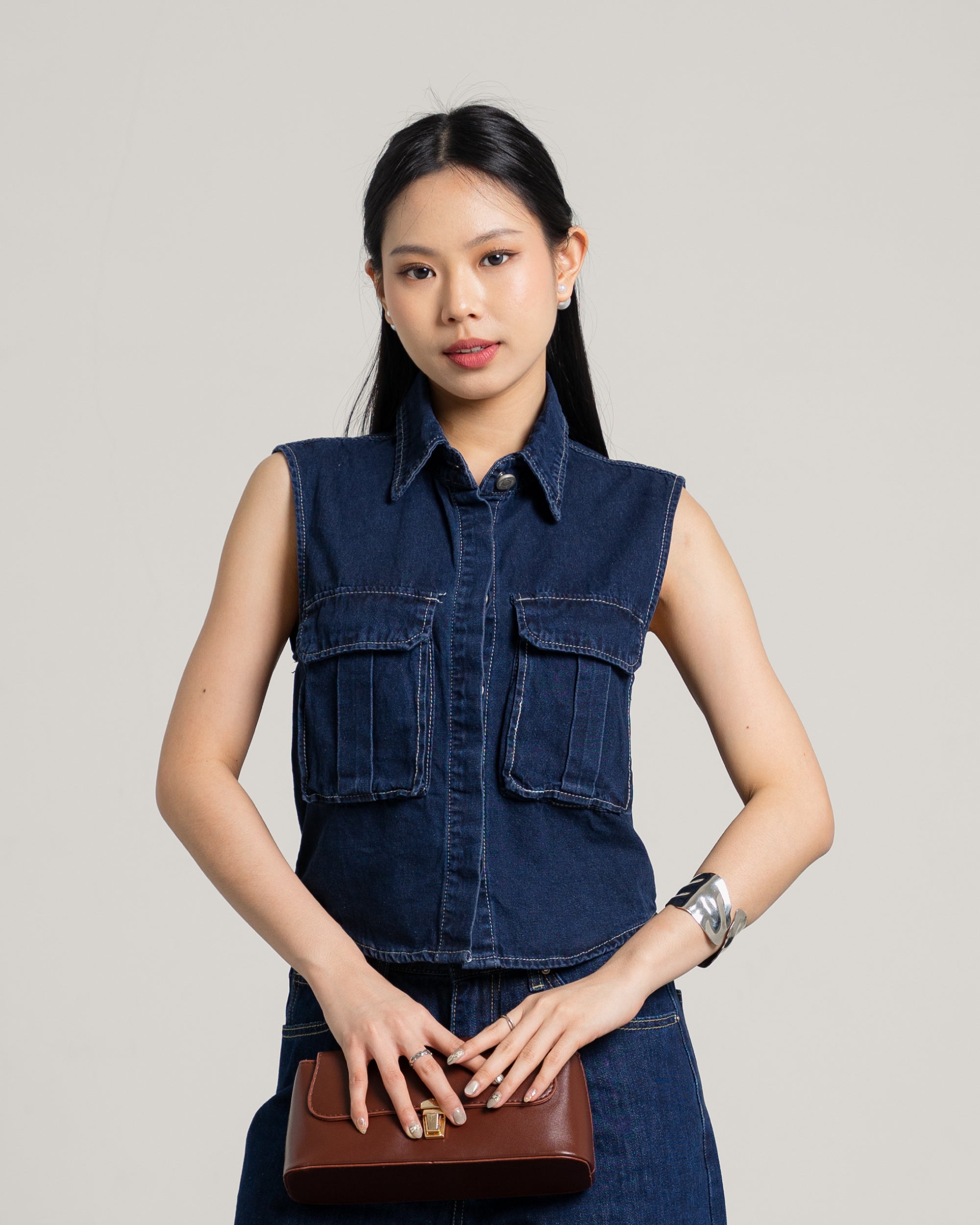 Edith Sleeveless Denim Top