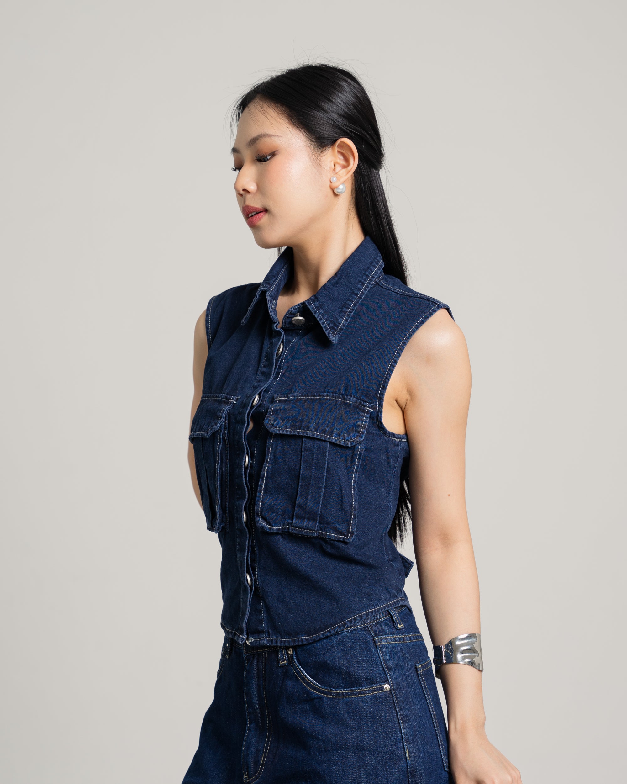 Edith Sleeveless Denim Top