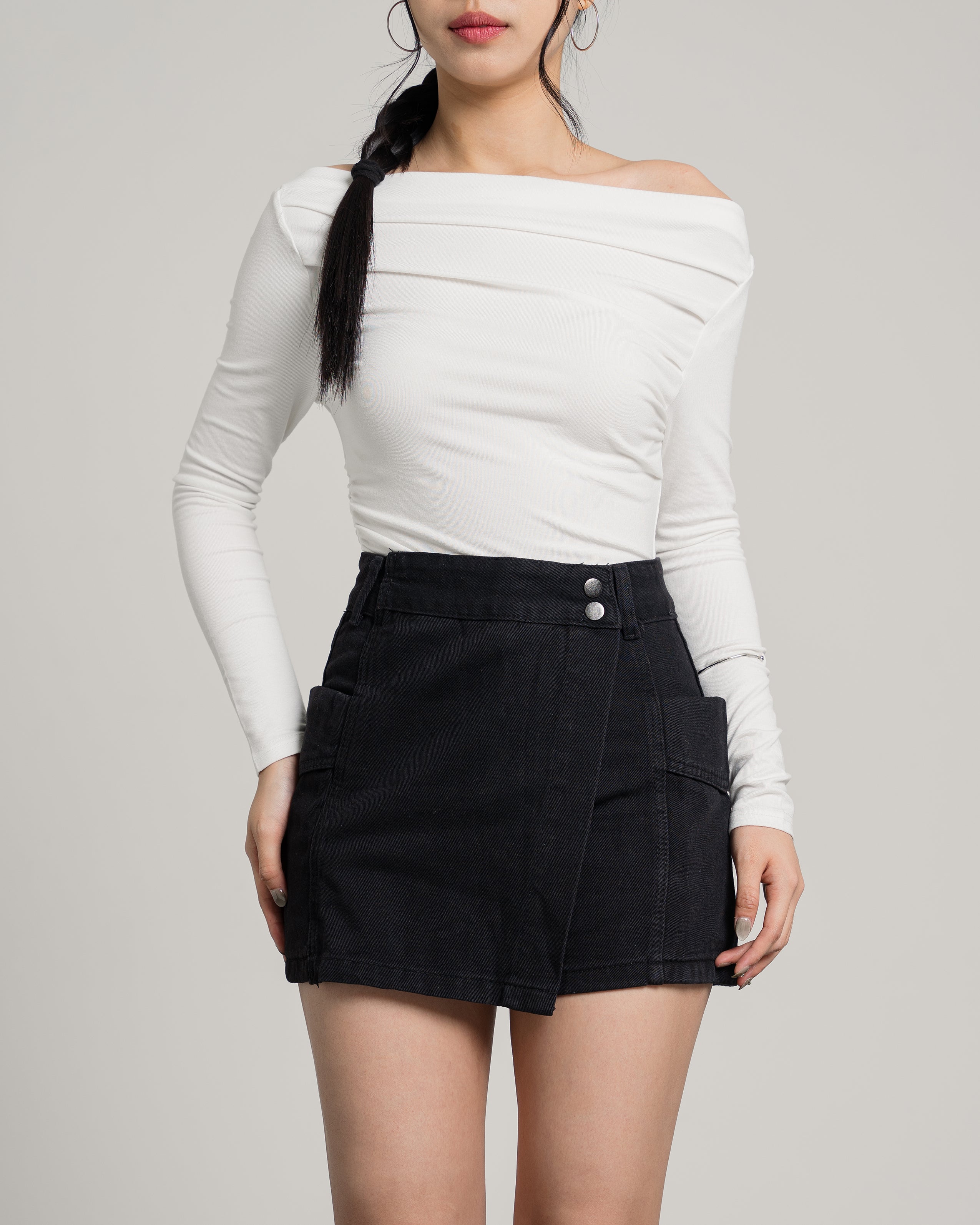 Monet Highwaist Skort Jeans Black