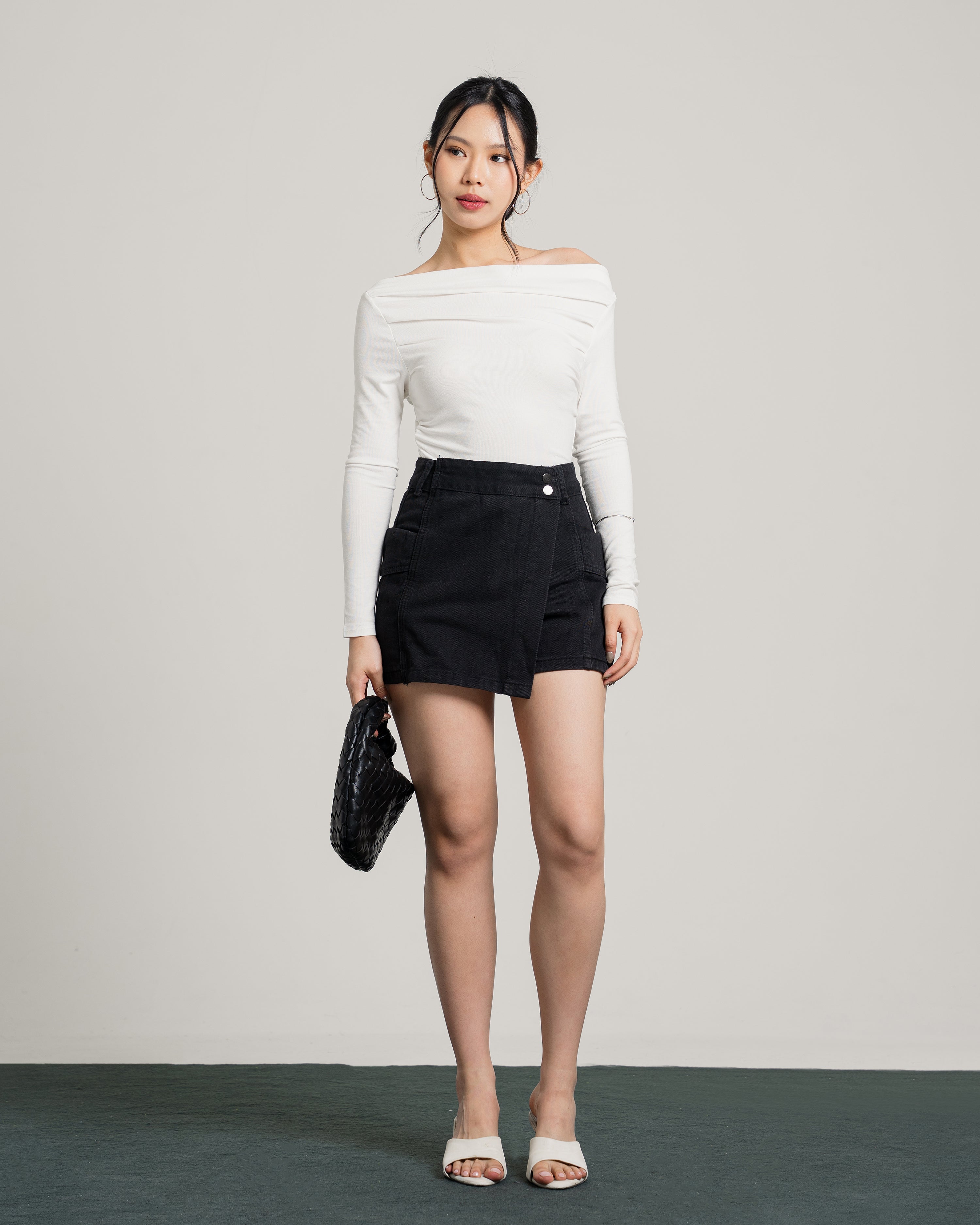 Monet Highwaist Skort Jeans Black