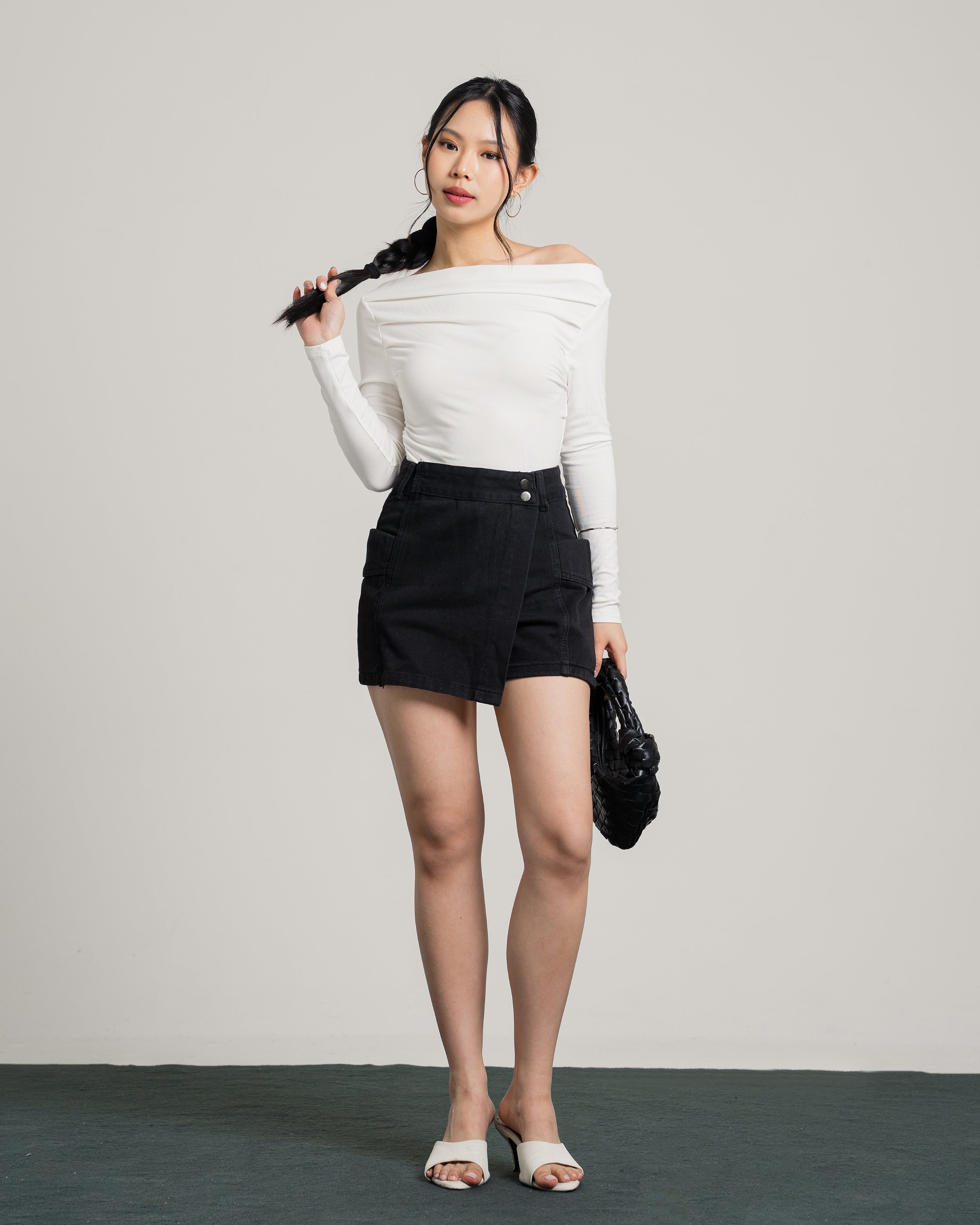 Monet Highwaist Skort Jeans Black