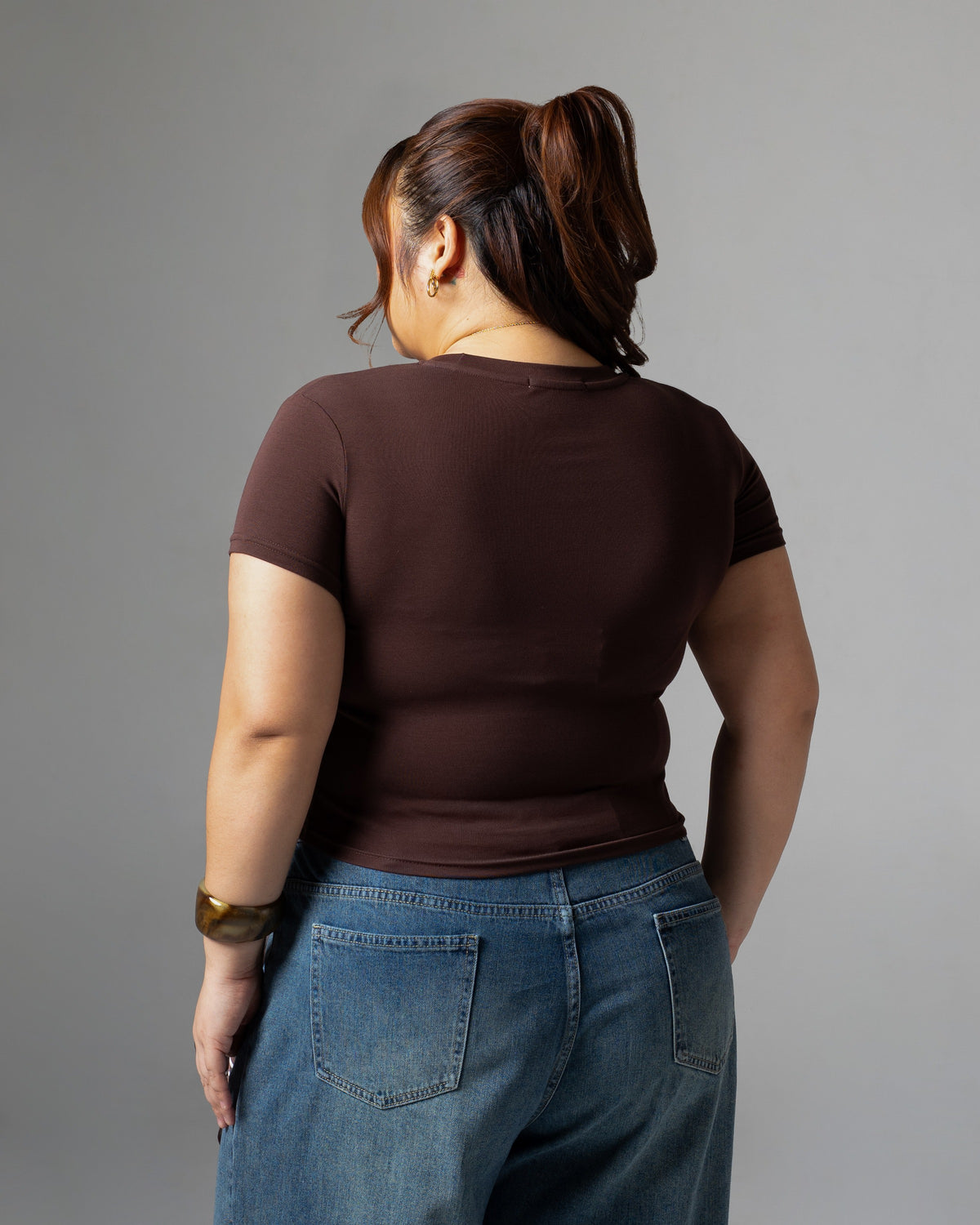 Avery Top Brown, big size, detail belakang