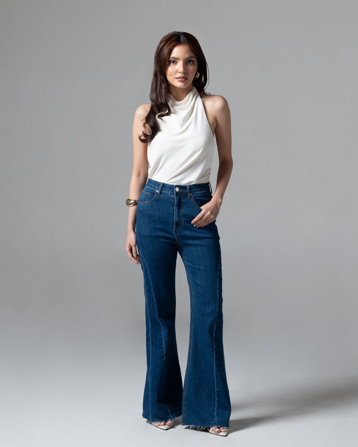 Blair Cutbray Jeans Dark Blue, regular size, tampak depan