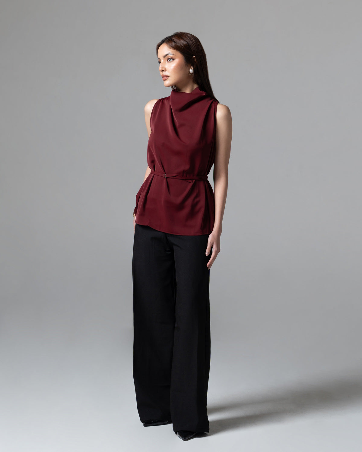 Clyde Top Maroon, regular size, tampak depan