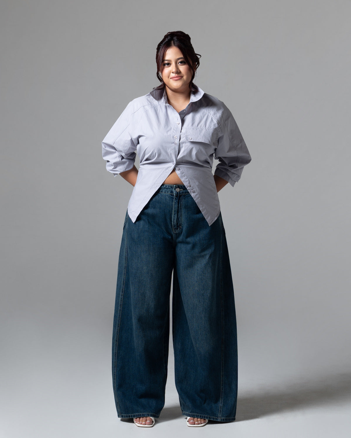 Real Wideleg Jeans Dark Blue, mid size, tampak depan