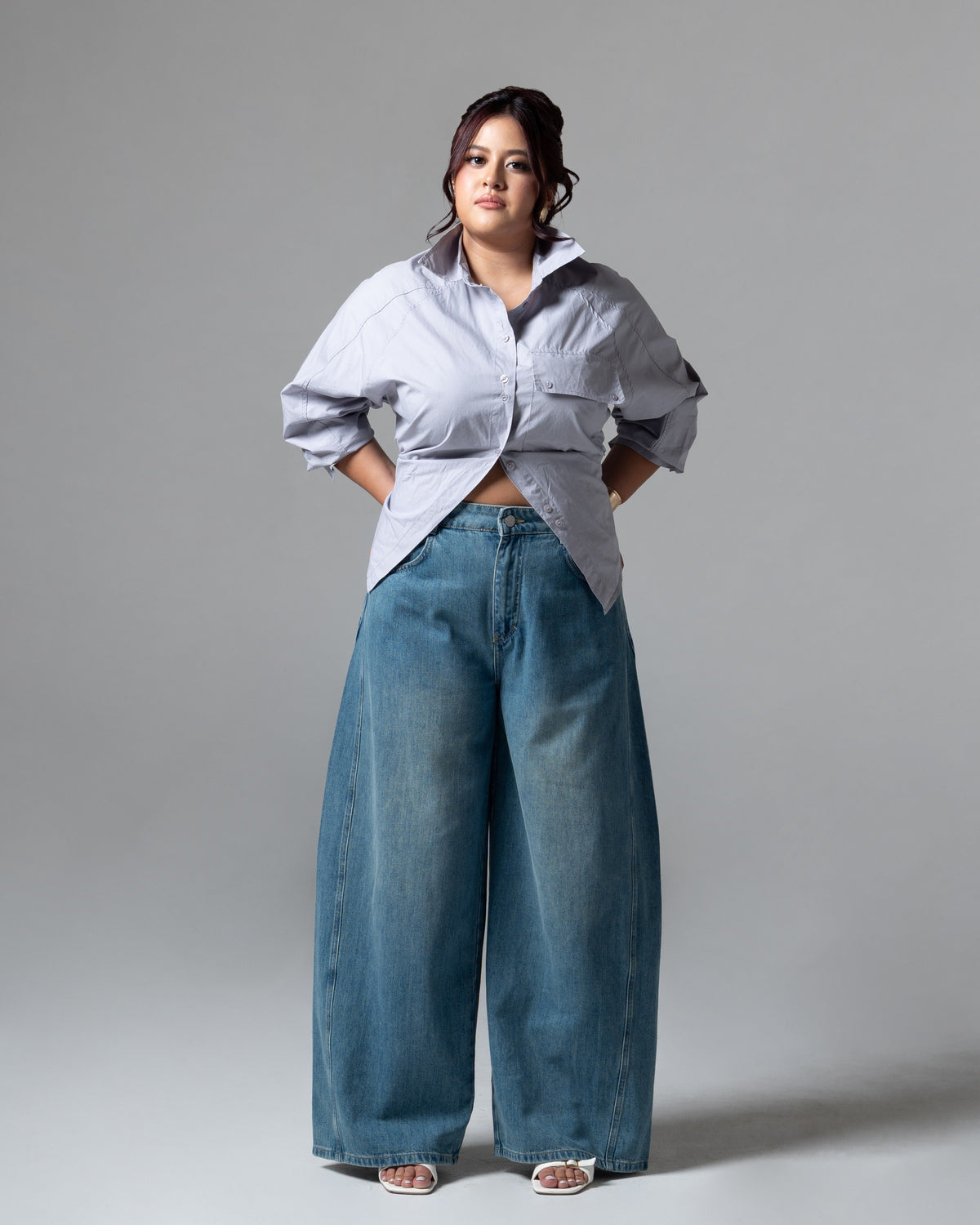 Real Wideleg Jeans Light Blue, mid size, tampak depan