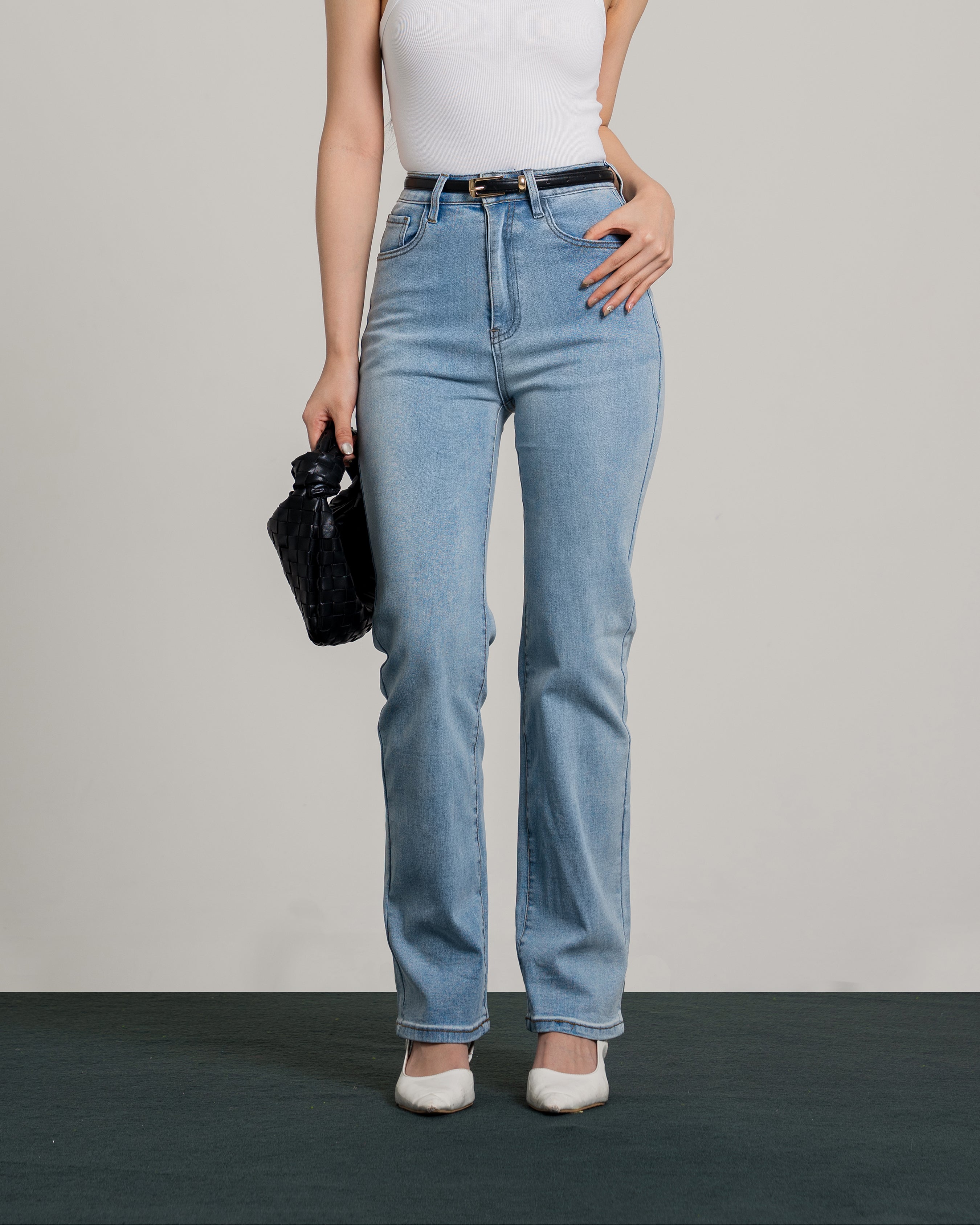 90's Highwaist Straight Jeans in Light Blue