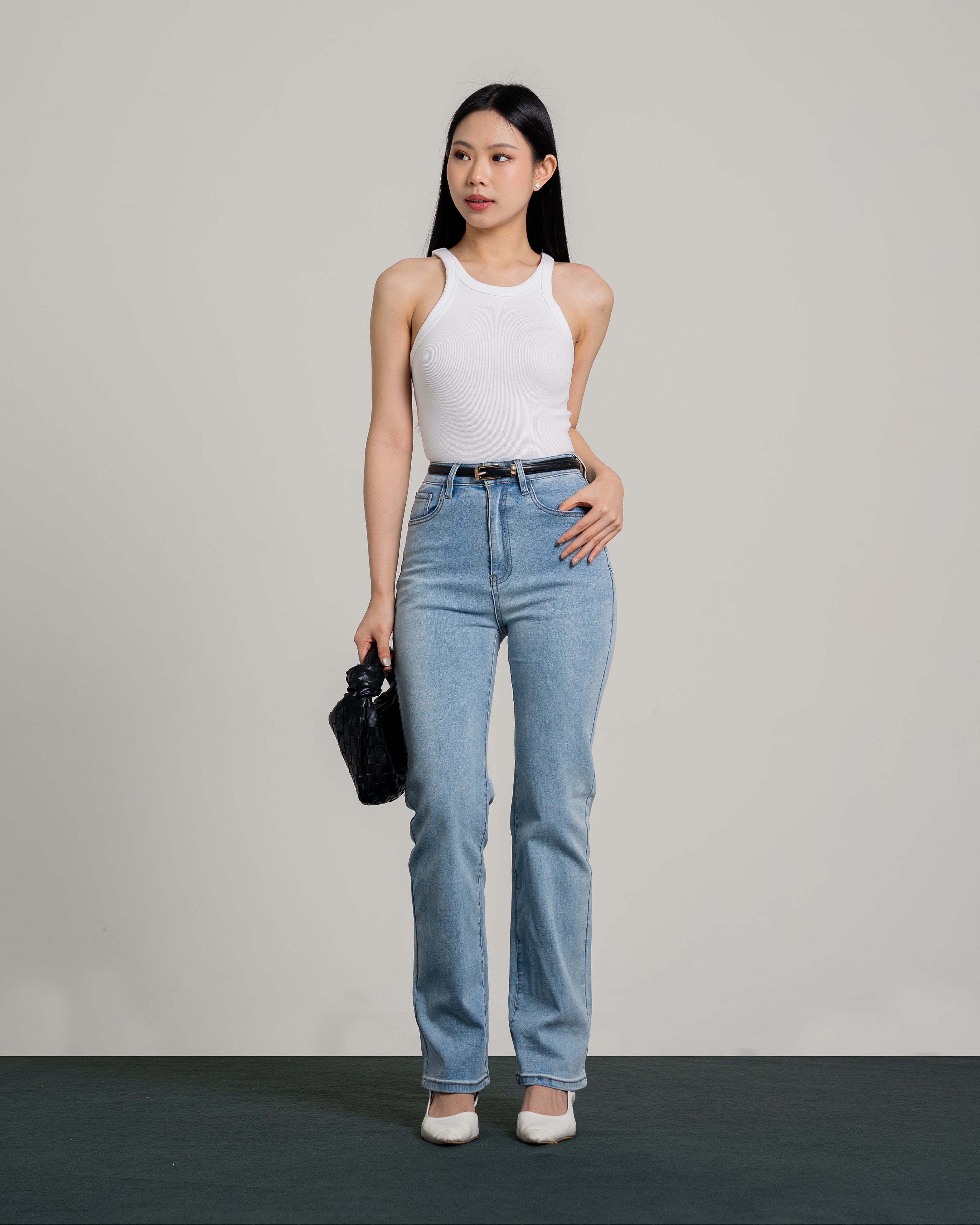 90's Highwaist Straight Jeans in Light Blue