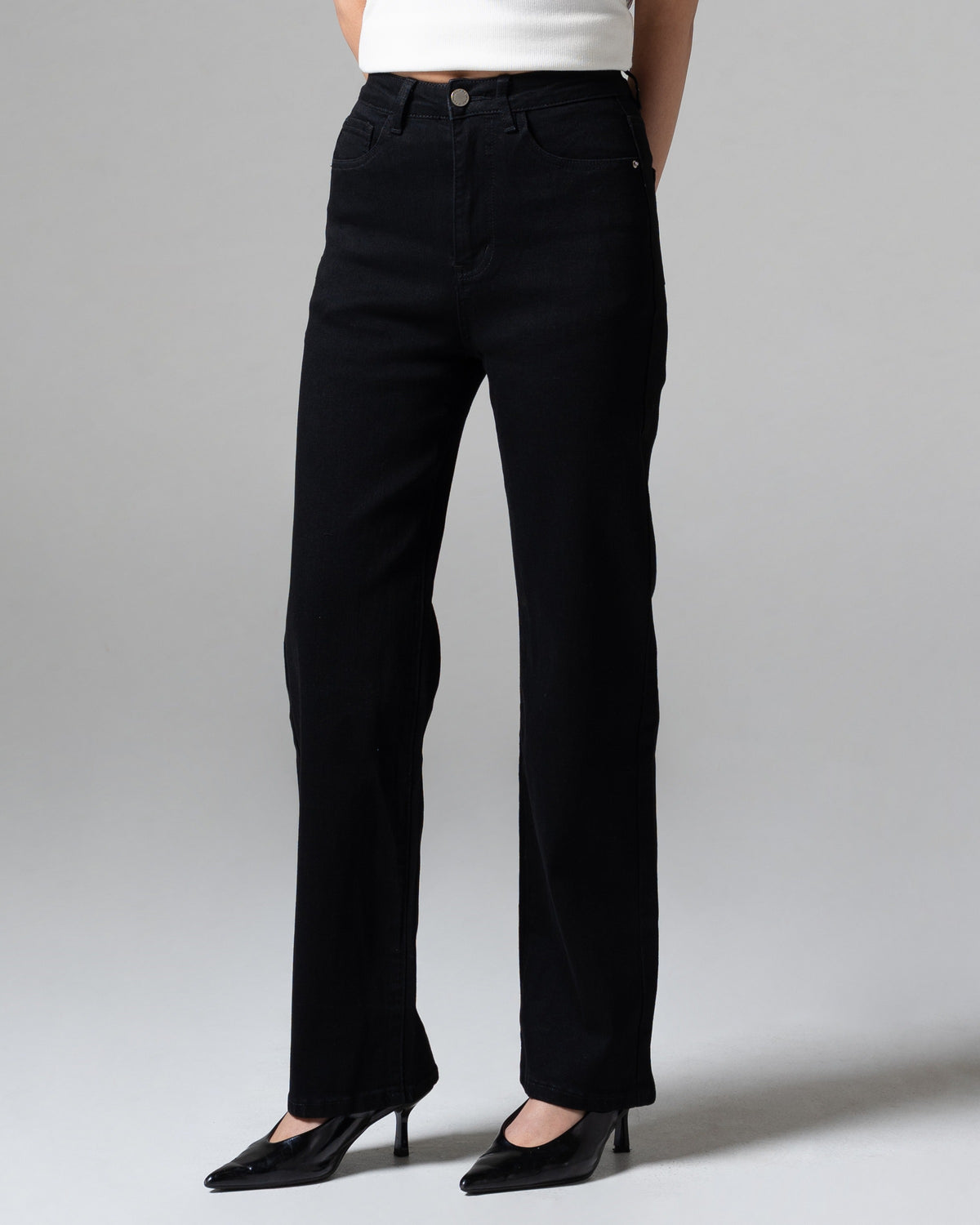 90's Straight Jeans Black, detail depan