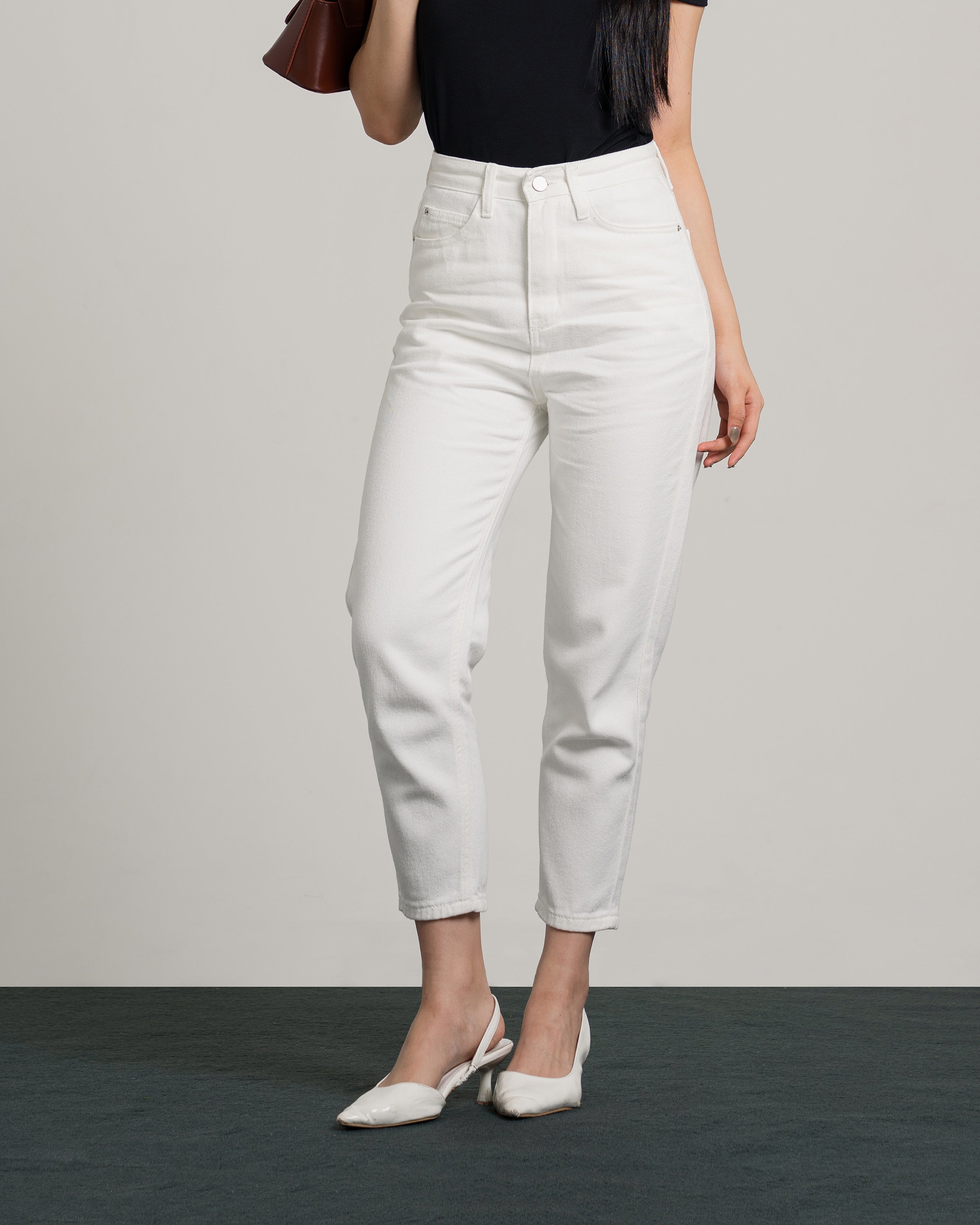 Boston Highwaist Mom Jeans in White