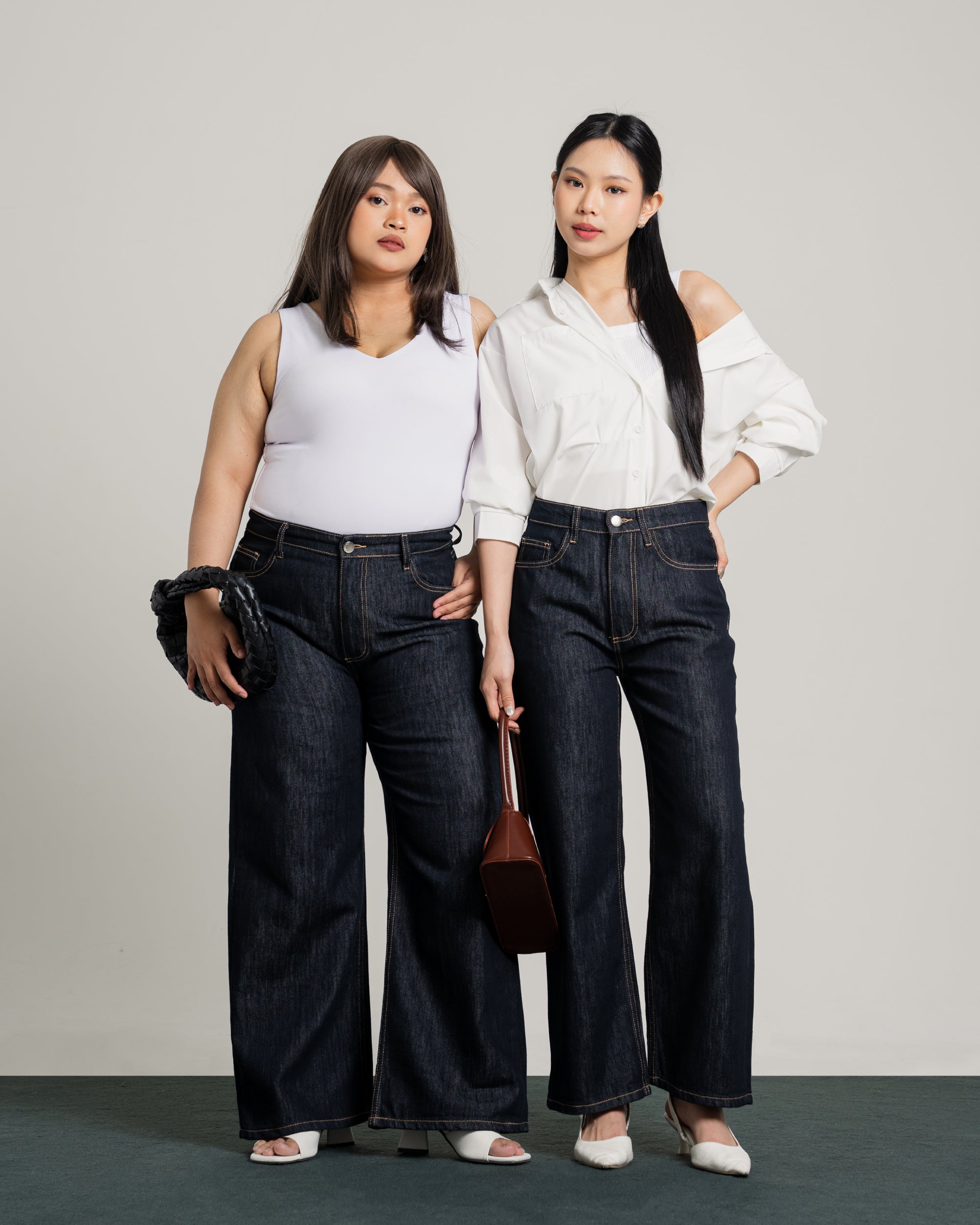 Cerise Mid-Rise Straight Baggy Jeans