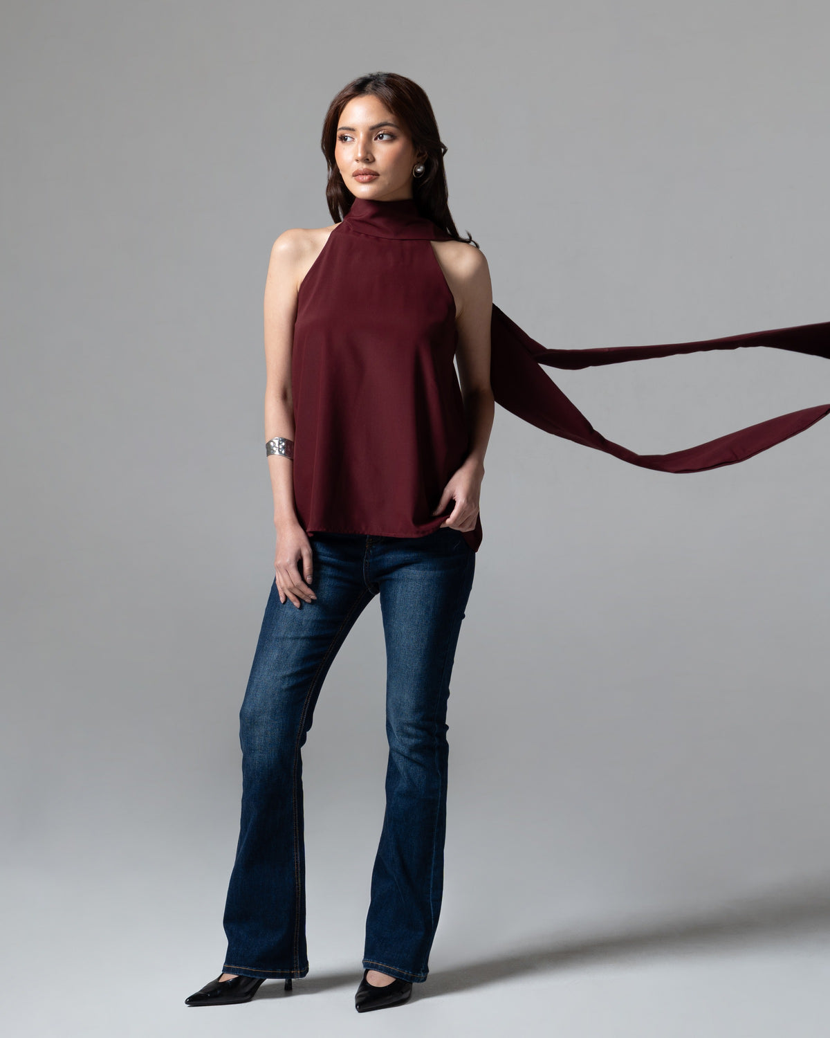 Bonnie Top Maroon, regular size, tampak depan