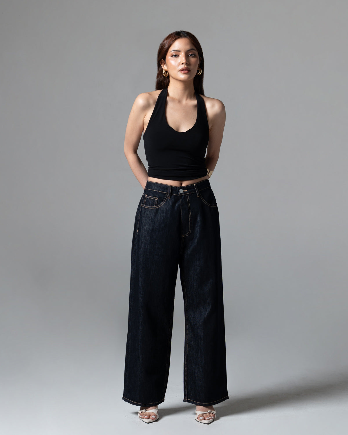 Cerise Straight Baggy Jeans, regular size, tampak depan