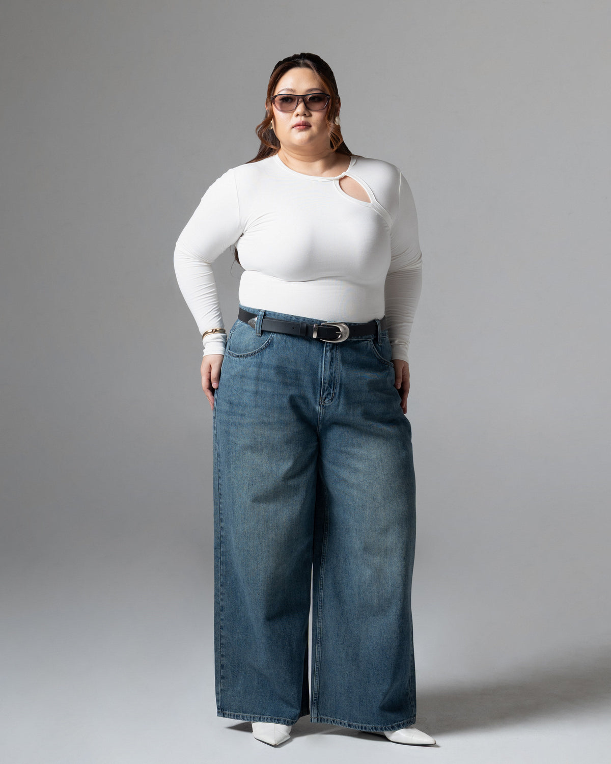 Coppen Straight Jeans, big size, tampak depan
