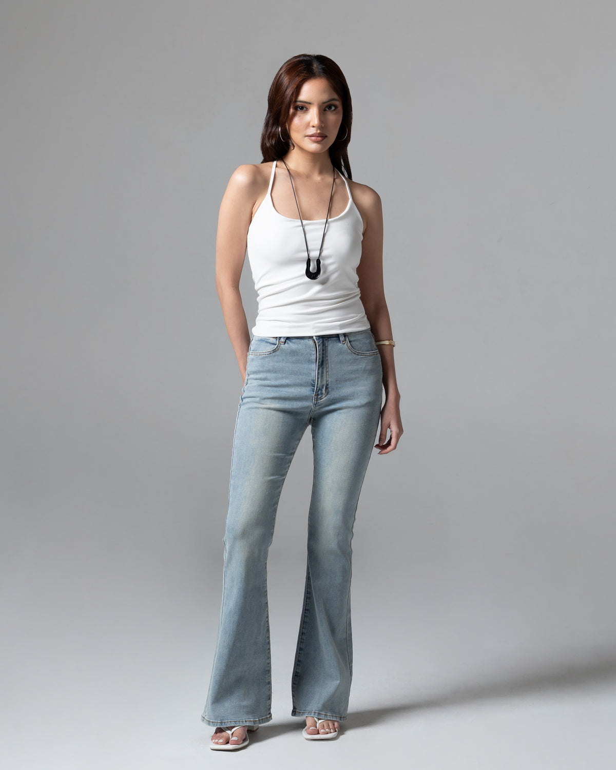 Kelly Flare Jeans Light Blue, regular size, tampak depan