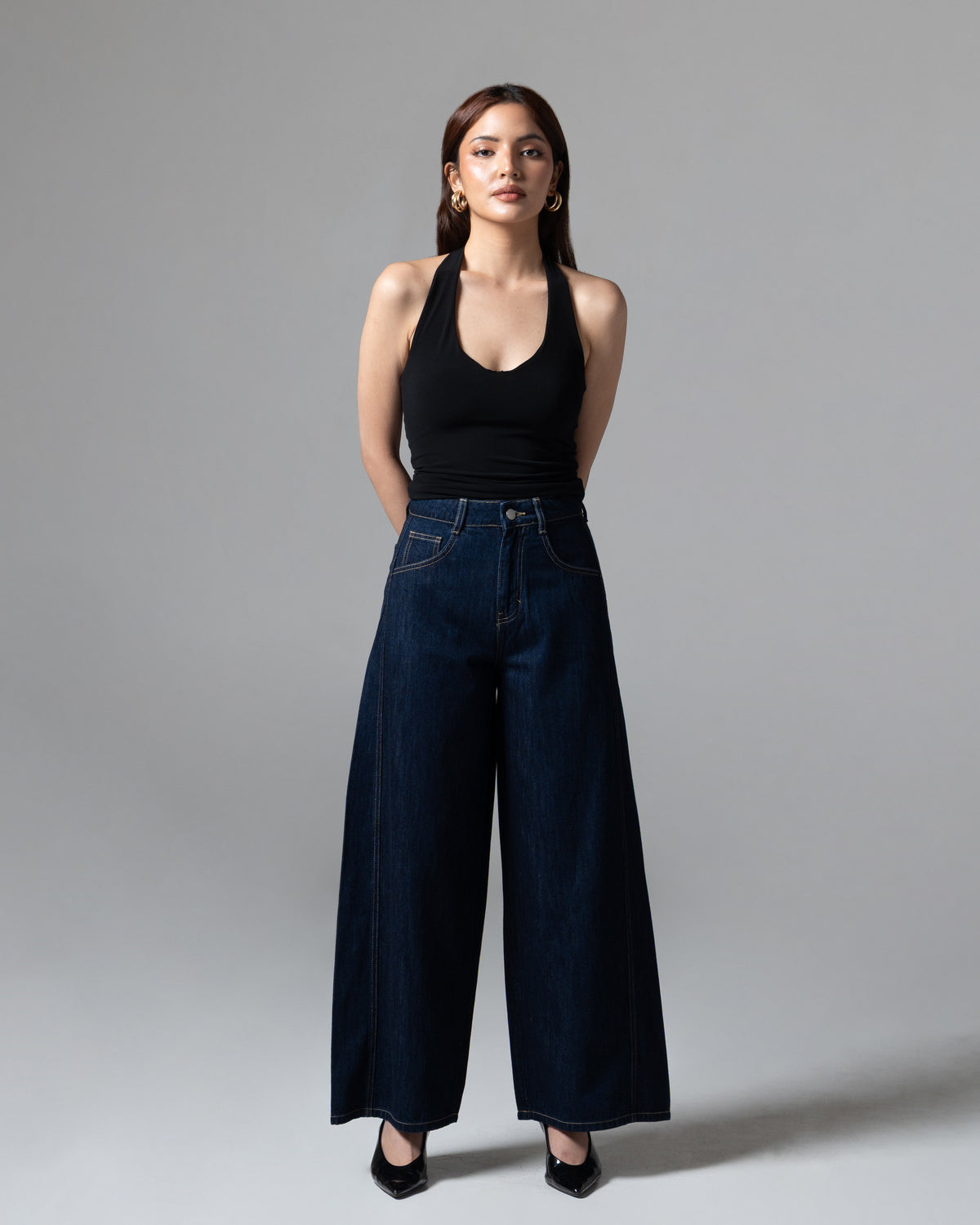 Real Wideleg Jeans Denim, regular, tampak depan