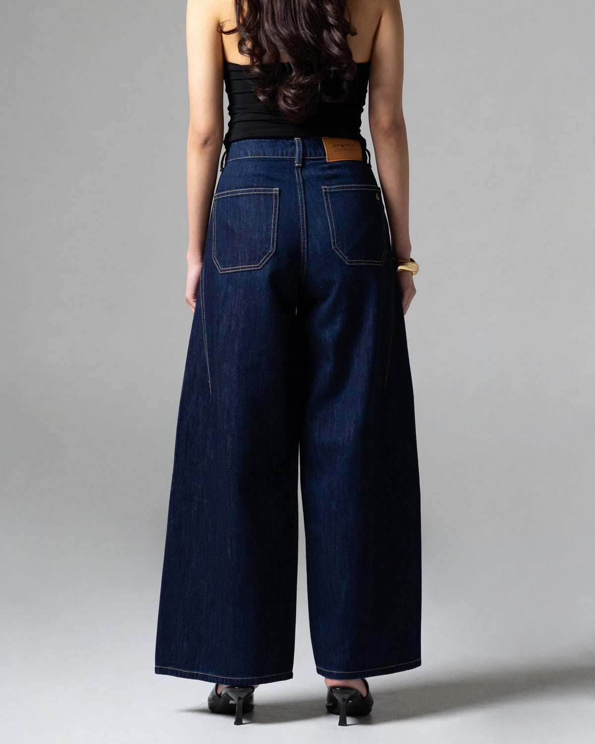 Real Wideleg Jeans Denim, detail belakang